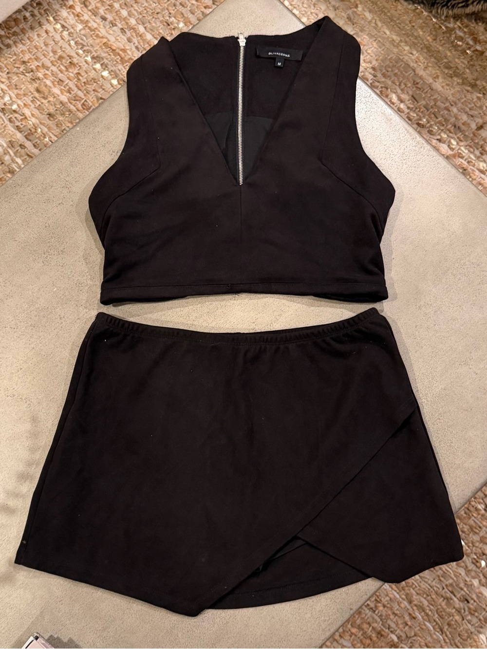Olivaceous Black Two-Piece Mini Dress Set